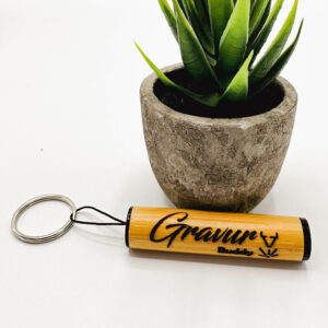 Mini-Taschenlampe aus Bambus mit Schlüsselanhänger