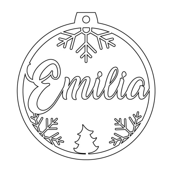 Personalisierte Laserdatei "Emilia" Weihnachtsschmuck - Baumschmuck für Cutter-Programme wie Lightburn SVG Ai EPS Pdf DXF - Digi. Download