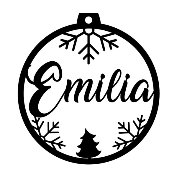Personalisierte Laserdatei „Emilia“ Weihnachtsschmuck – Baumschmuck für Cutter-Programme wie Lightburn SVG Ai EPS Pdf DXF – Digi. Download