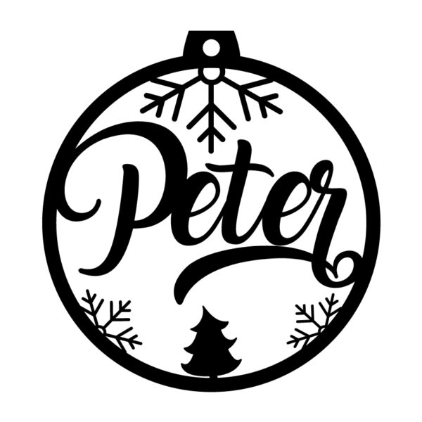 Personalisierte Laserdatei „Peter“ Weihnachtsschmuck – Baumschmuck für Cutter-Programme wie Lightburn SVG Ai EPS Pdf DXF – Digi. Download